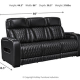 Ashley Furniture - Boyington Power Sofa With Massage, Heat, And Led Lighting - Black - Leather Match - Sofas - Additional View 3