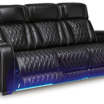 Ashley Furniture - Boyington Power Sofa With Massage, Heat, And Led Lighting - Black - Leather Match - Sofas - Additional View 4