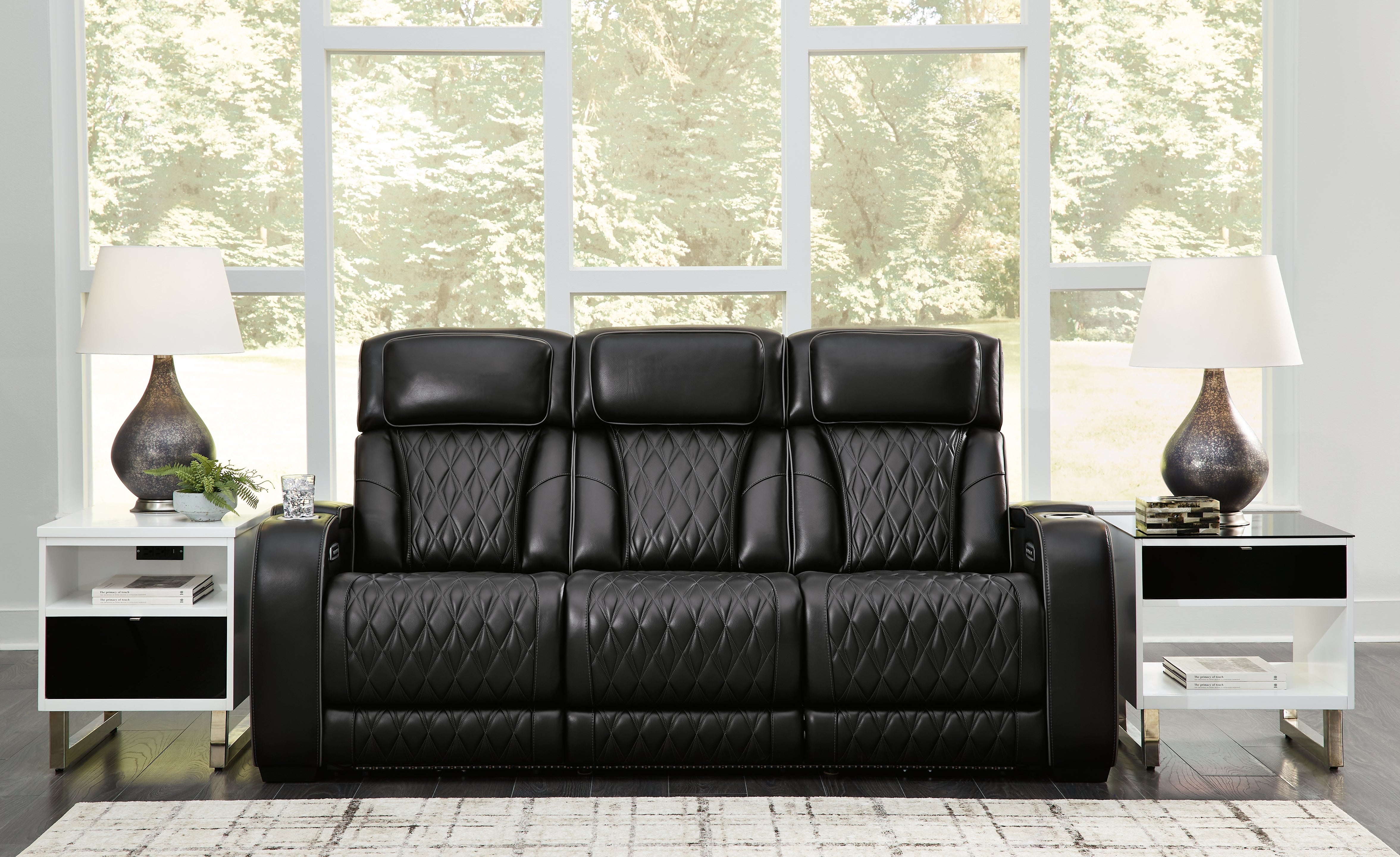 Ashley Furniture - Boyington Power Sofa With Massage, Heat, And Led Lighting - Black - Leather Match - Sofas - Additional View 7