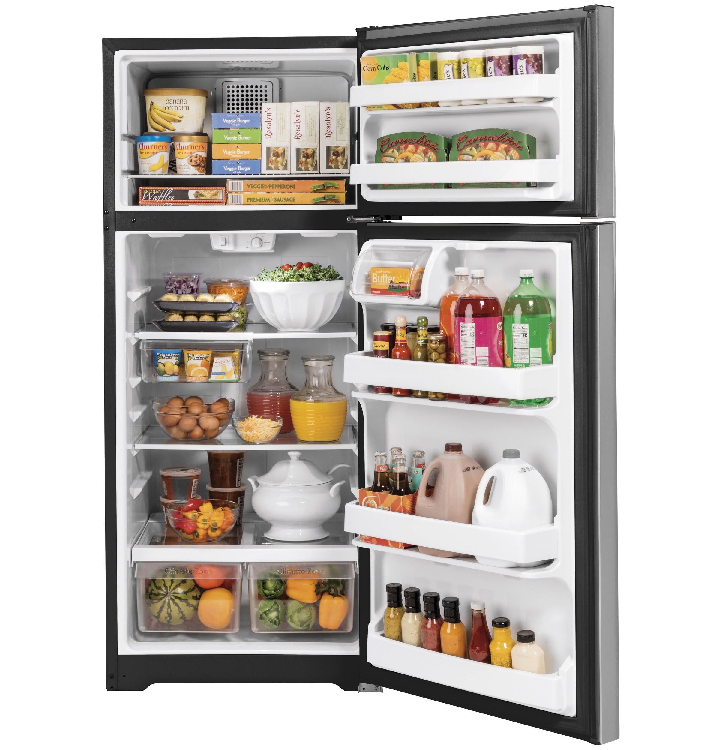 GE STAINLESS STEEL 17.5CU TOP FREEZER REFRIGERATOR - Pearl Silver - Refrigerators - Additional View 1