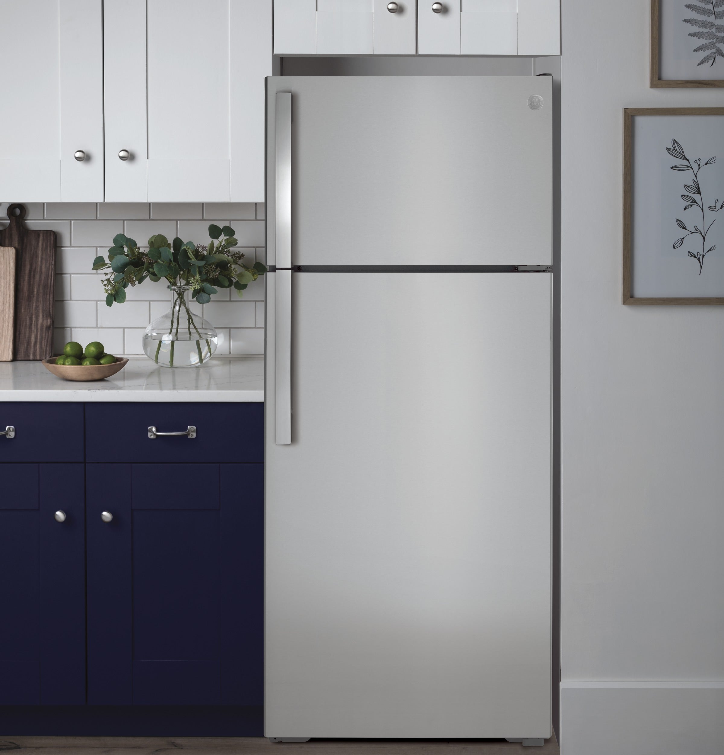 GE STAINLESS STEEL 17.5CU TOP FREEZER REFRIGERATOR - Pearl Silver - Refrigerators - Additional View 5