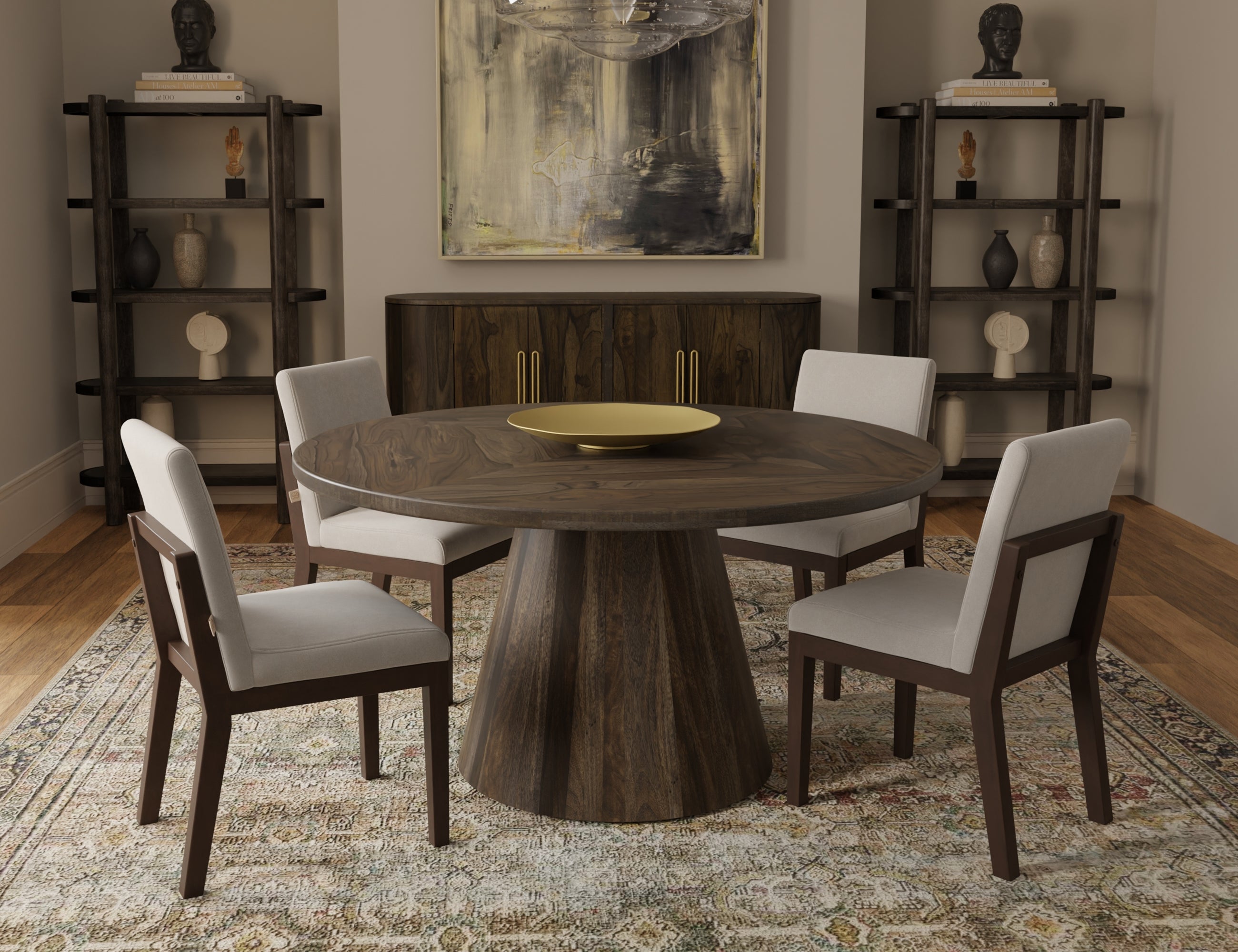 International Furniture Direct - PAROTA RIDGE UPHOLSTERED DINING CHAIR - Dark Brown|Gray Wood|Fabric - Chairs - Additional View 1