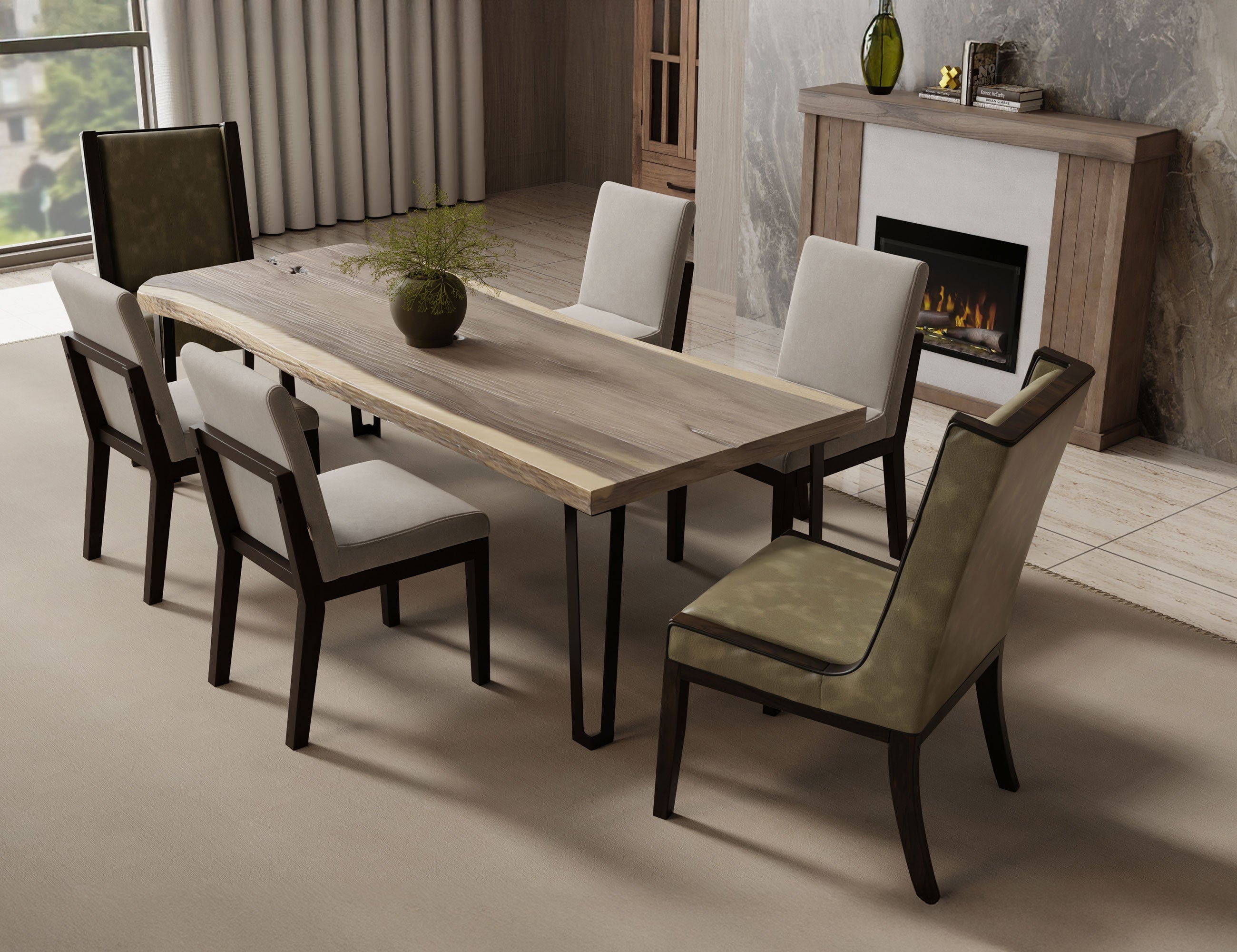 International Furniture Direct - PAROTA RIDGE UPHOLSTERED DINING CHAIR - Dark Brown|Gray Wood|Fabric - Chairs - Additional View 2