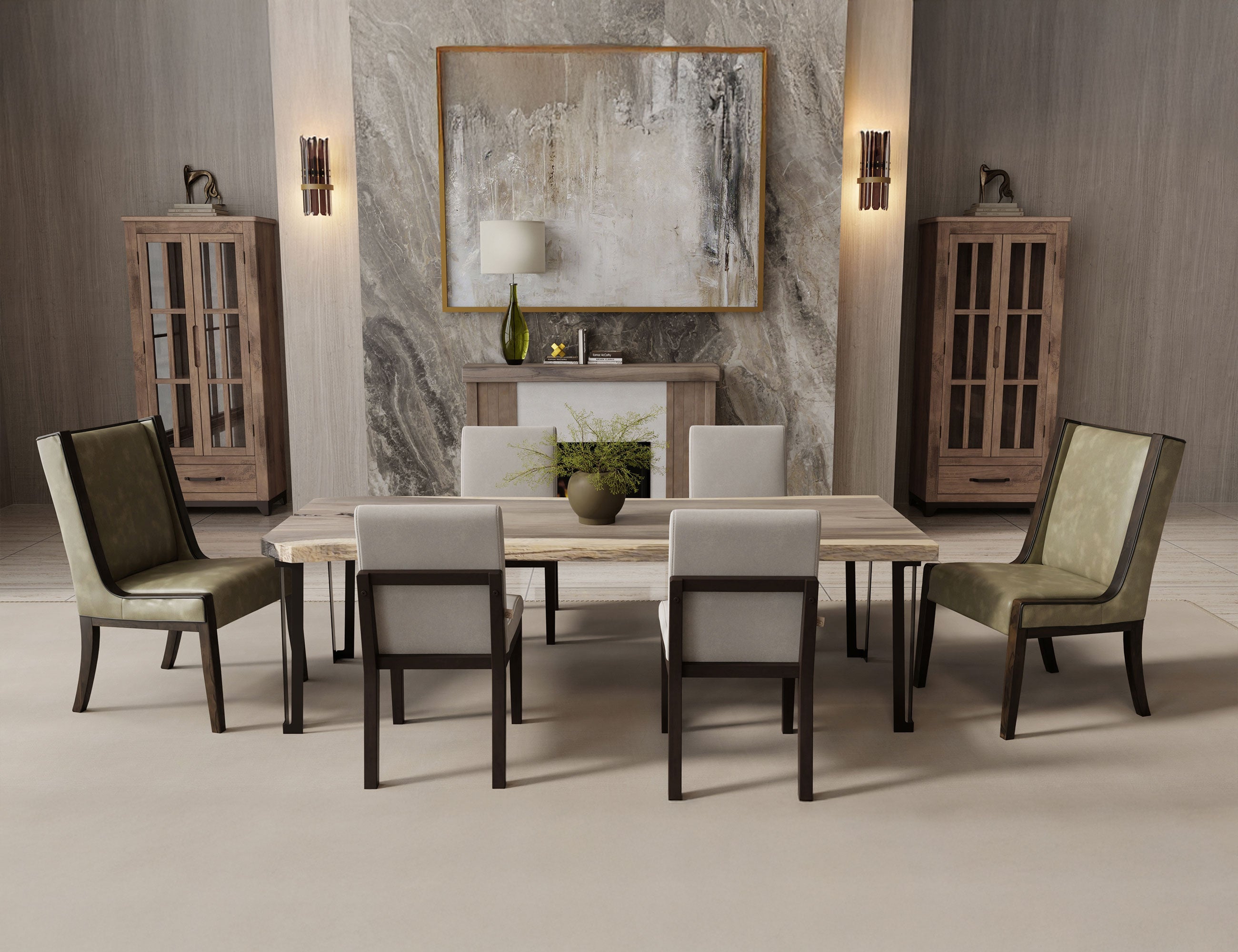 International Furniture Direct - PAROTA RIDGE UPHOLSTERED DINING CHAIR - Dark Brown|Gray Wood|Fabric - Chairs - Additional View 3