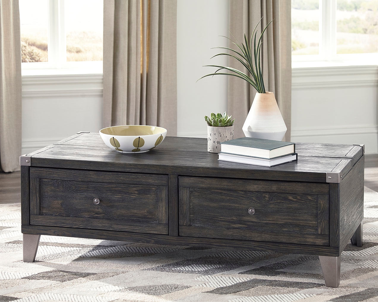 Ashley Furniture - TODOE LIFT TOP COCKTAIL TABLE - Dark Gray Metal|Wood - Tables - Additional View 1