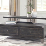 Ashley Furniture - TODOE LIFT TOP COCKTAIL TABLE - Dark Gray Metal|Wood - Tables - Additional View 2