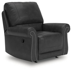 Ashley Furniture - Shadsburne Swivel Glider Recliner - Granite - Dark Gray Faux Leather - Chairs