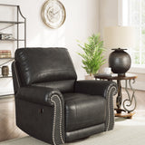 Ashley Furniture - Shadsburne Swivel Glider Recliner - Granite - Dark Gray Faux Leather - Chairs - Additional View 1
