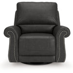 Ashley Furniture - Shadsburne Swivel Glider Recliner - Granite - Dark Gray Faux Leather - Chairs - Additional View 3