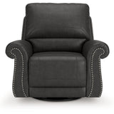 Ashley Furniture - Shadsburne Swivel Glider Recliner - Granite - Dark Gray Faux Leather - Chairs - Additional View 3