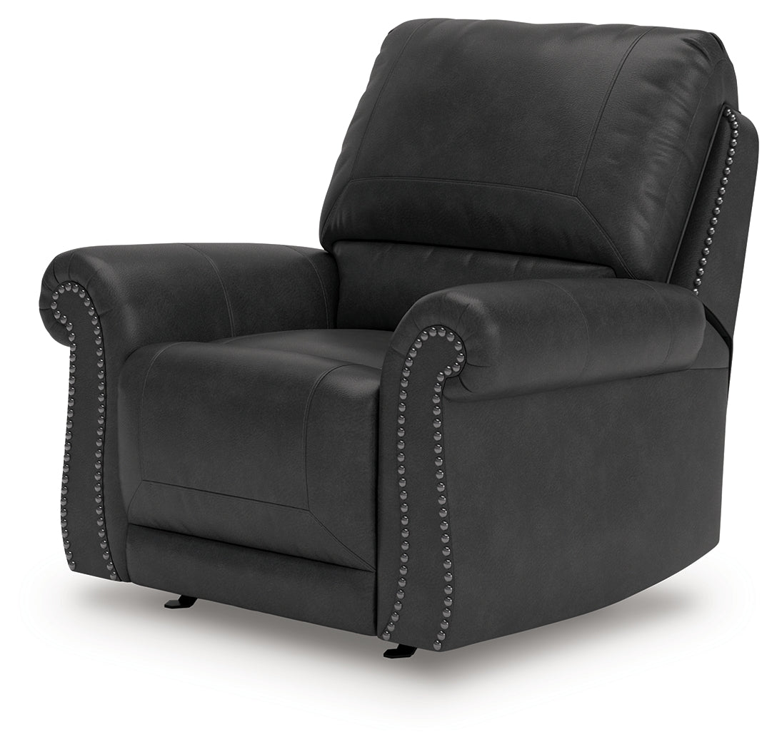 Ashley Furniture - Shadsburne Swivel Glider Recliner - Granite - Dark Gray Faux Leather - Chairs - Additional View 4