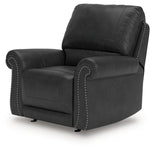 Ashley Furniture - Shadsburne Swivel Glider Recliner - Granite - Dark Gray Faux Leather - Chairs - Additional View 4