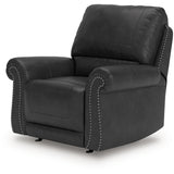 Ashley Furniture - Shadsburne Swivel Glider Recliner - Granite - Dark Gray Faux Leather - Chairs - Additional View 4