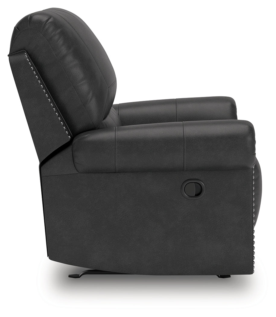 Ashley Furniture - Shadsburne Swivel Glider Recliner - Granite - Dark Gray Faux Leather - Chairs - Additional View 5