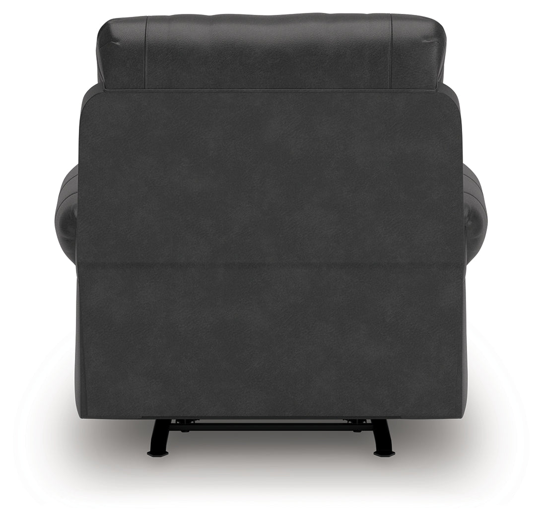 Ashley Furniture - Shadsburne Swivel Glider Recliner - Granite - Dark Gray Faux Leather - Chairs - Additional View 6