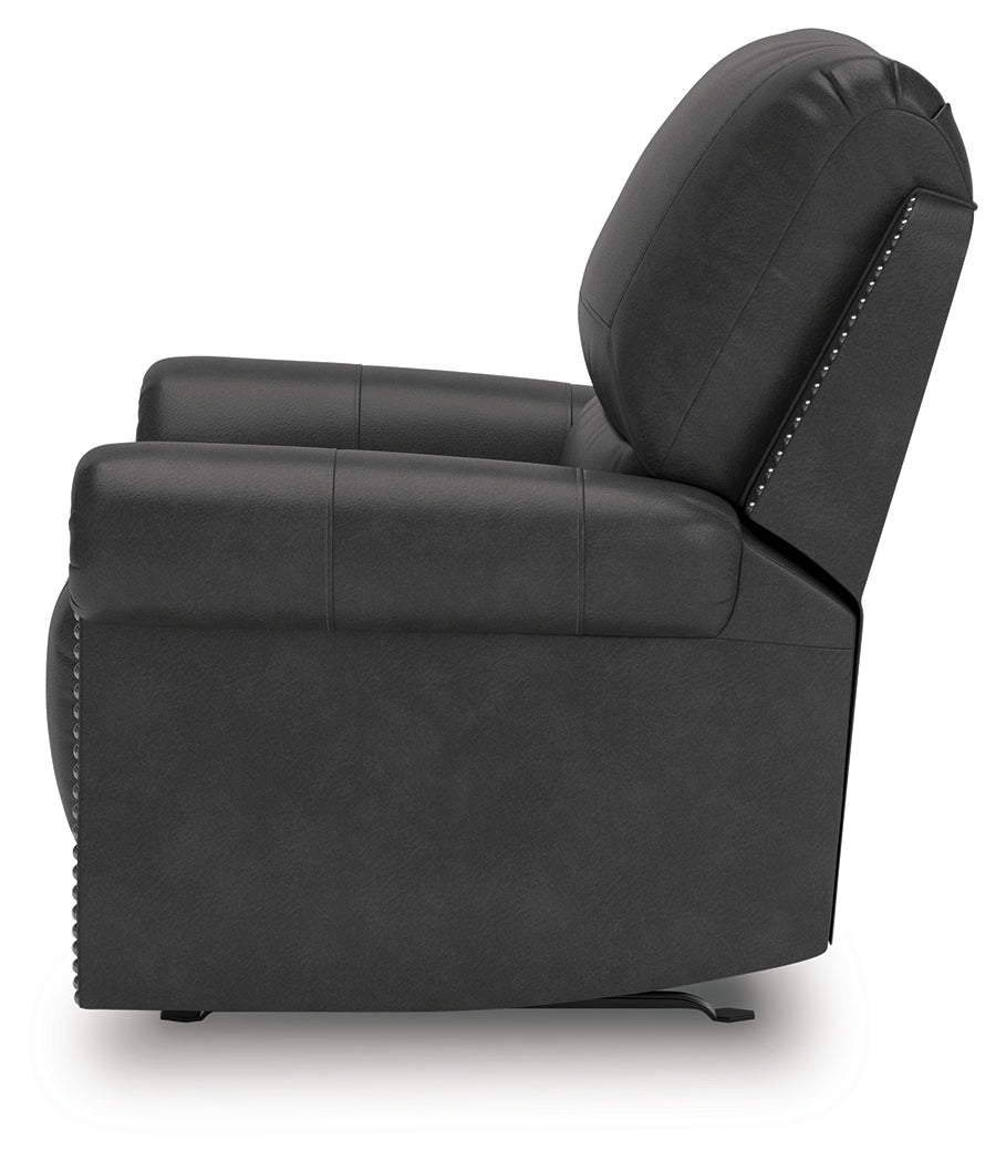 Ashley Furniture - Shadsburne Swivel Glider Recliner - Granite - Dark Gray Faux Leather - Chairs - Additional View 7