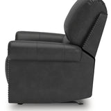 Ashley Furniture - Shadsburne Swivel Glider Recliner - Granite - Dark Gray Faux Leather - Chairs - Additional View 7
