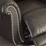 Ashley Furniture - Shadsburne Swivel Glider Recliner - Granite - Dark Gray Faux Leather - Chairs - Additional View 9