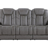 Daniel Triple Power Leather Theater Sofa - Gray