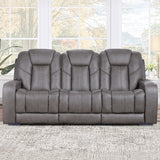 Steve Silver Furniture - DANIEL POWER THEATER SOFA - Gray Faux Leather - Sofas - Additional View 1