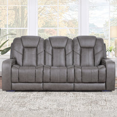 Steve Silver Furniture - DANIEL POWER THEATER SOFA - Gray Faux Leather - Sofas - Additional View 1