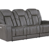 Daniel Triple Power Leather Theater Sofa - Gray