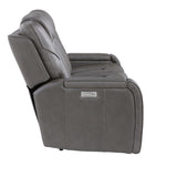 Daniel Triple Power Leather Theater Sofa - Gray