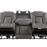 Daniel Triple Power Leather Theater Sofa - Gray