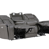Daniel Triple Power Leather Theater Sofa - Gray