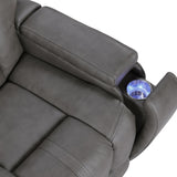 Daniel Triple Power Leather Theater Sofa - Gray