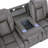 Daniel Triple Power Leather Theater Sofa - Gray