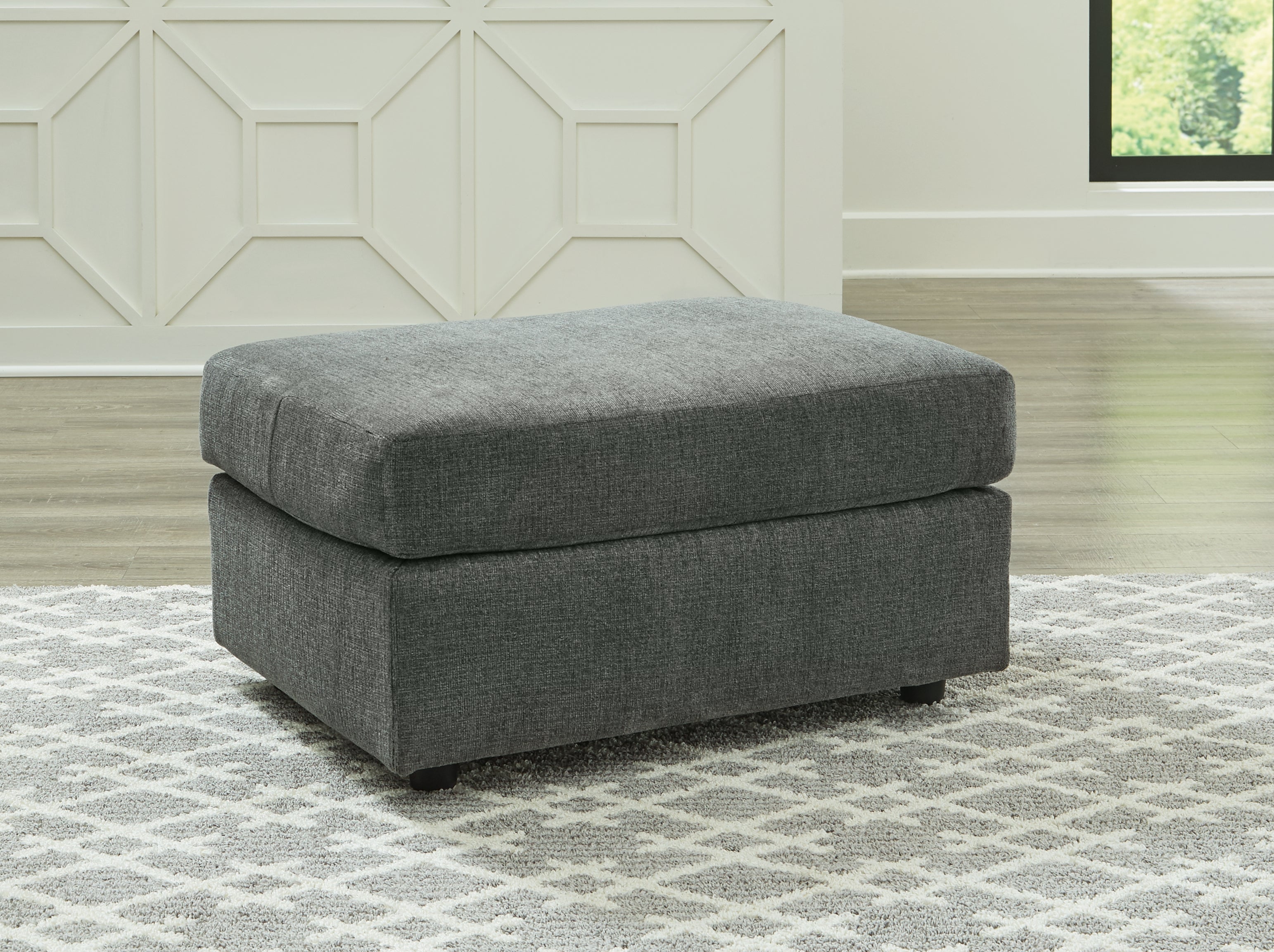 Ashley Furniture - STAIRATT GRAVEL OTTOMAN - Dark Gray Fabric - Ottomans - Additional View 1