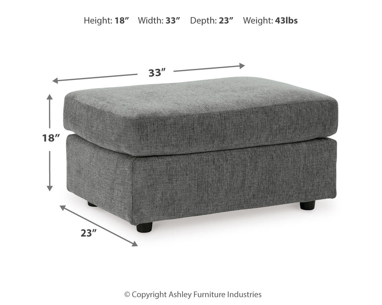 Ashley Furniture - STAIRATT GRAVEL OTTOMAN - Dark Gray Fabric - Ottomans - Additional View 5