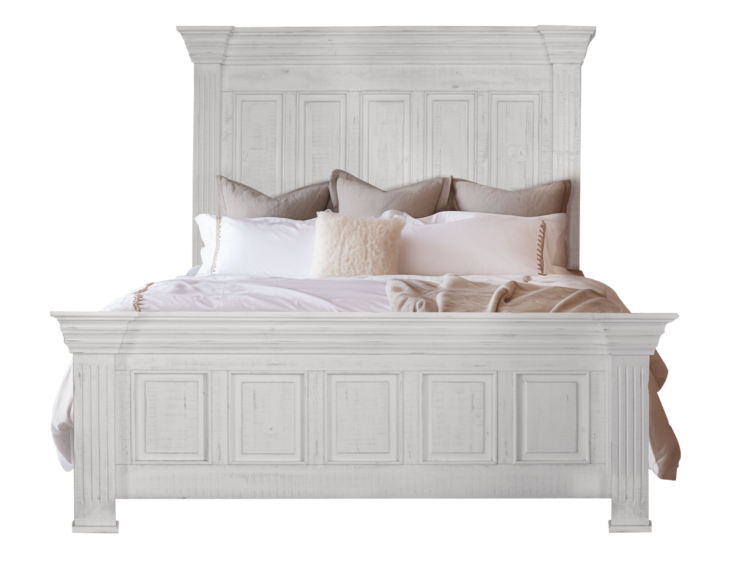 International Furniture Direct - Terra King Bed - White - Wood - Beds