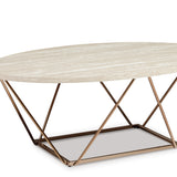 Ashley Furniture - TARICA 3 PIECE OCCASIONAL TABLE SET - White Faux Marble|Metal - Tables