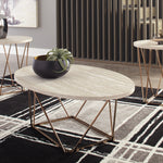 Ashley Furniture - TARICA 3 PIECE OCCASIONAL TABLE SET - White Faux Marble|Metal - Tables - Additional View 1