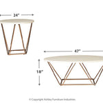 Ashley Furniture - TARICA 3 PIECE OCCASIONAL TABLE SET - White Faux Marble|Metal - Tables - Additional View 3