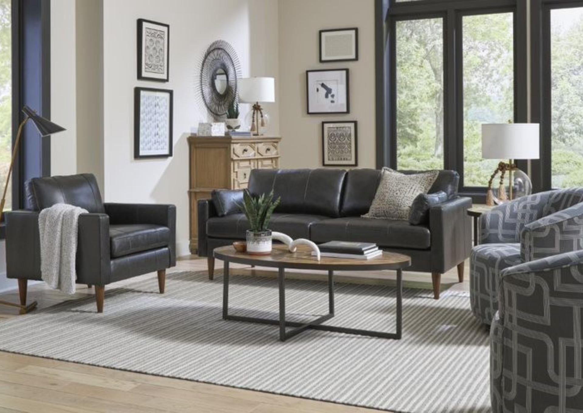 TRAFTON CHARCOAL LEATHER CHAIR - Additional View 1