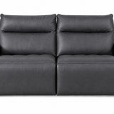 Metronome Blue Leather 2 Piece Power Loveseat