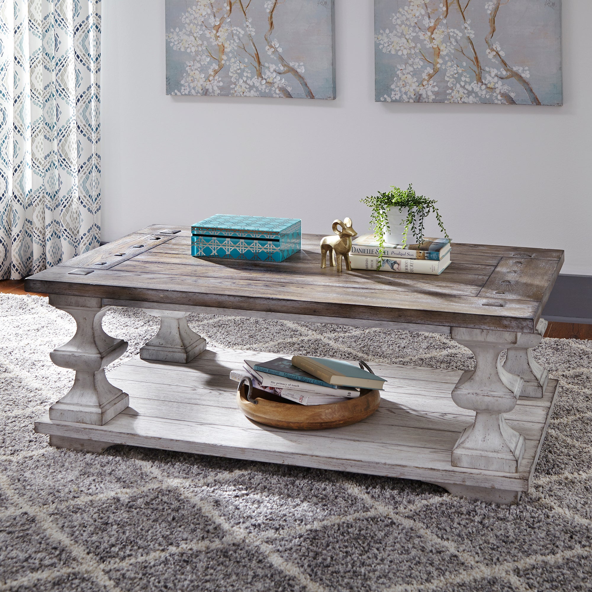Liberty Furniture - SEDONA COCKTAIL TABLE - White|Dark Brown Wood - Tables - Additional View 1