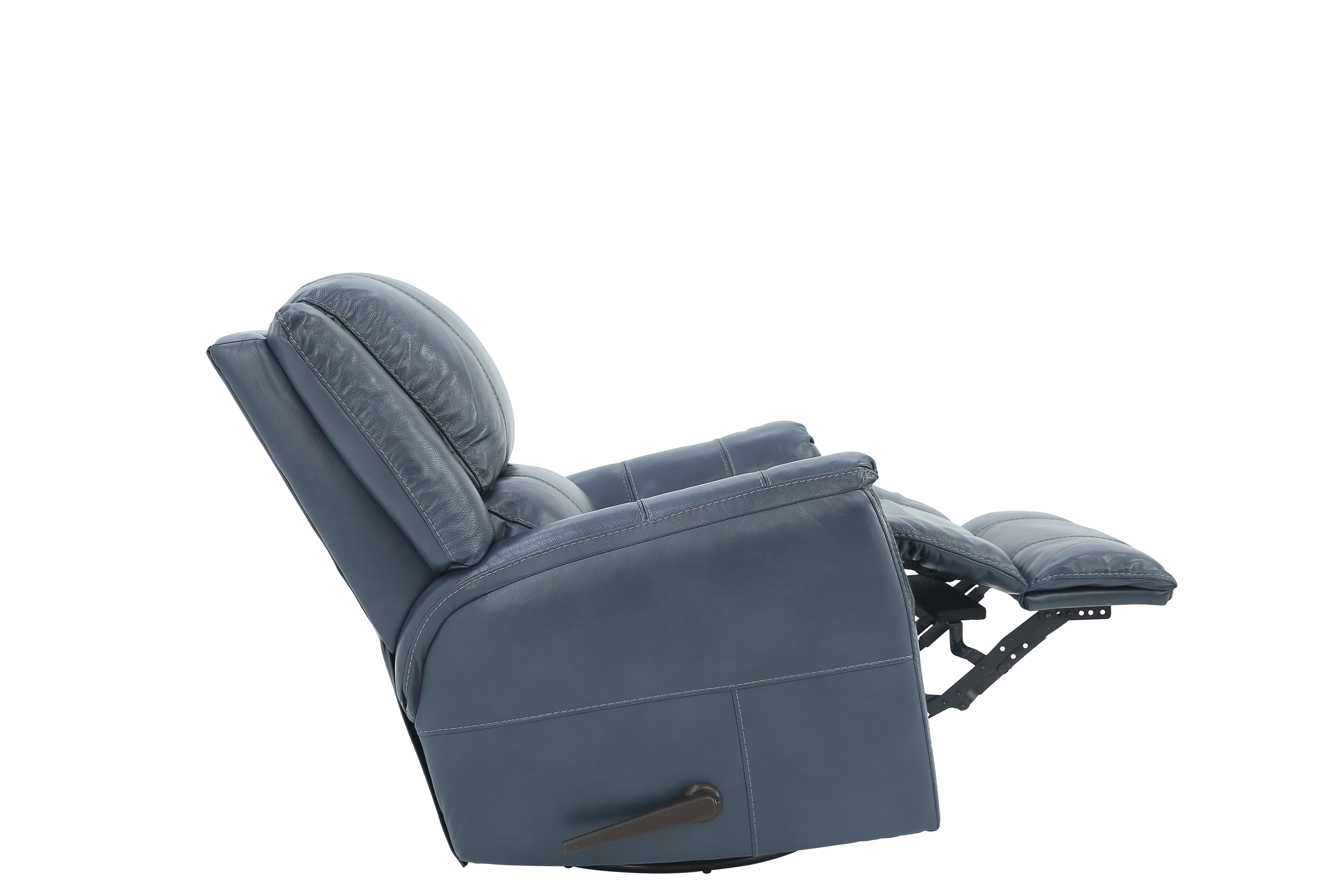 Bryce Leather Swivel Glider Recliner - Ocean - Additional View 3