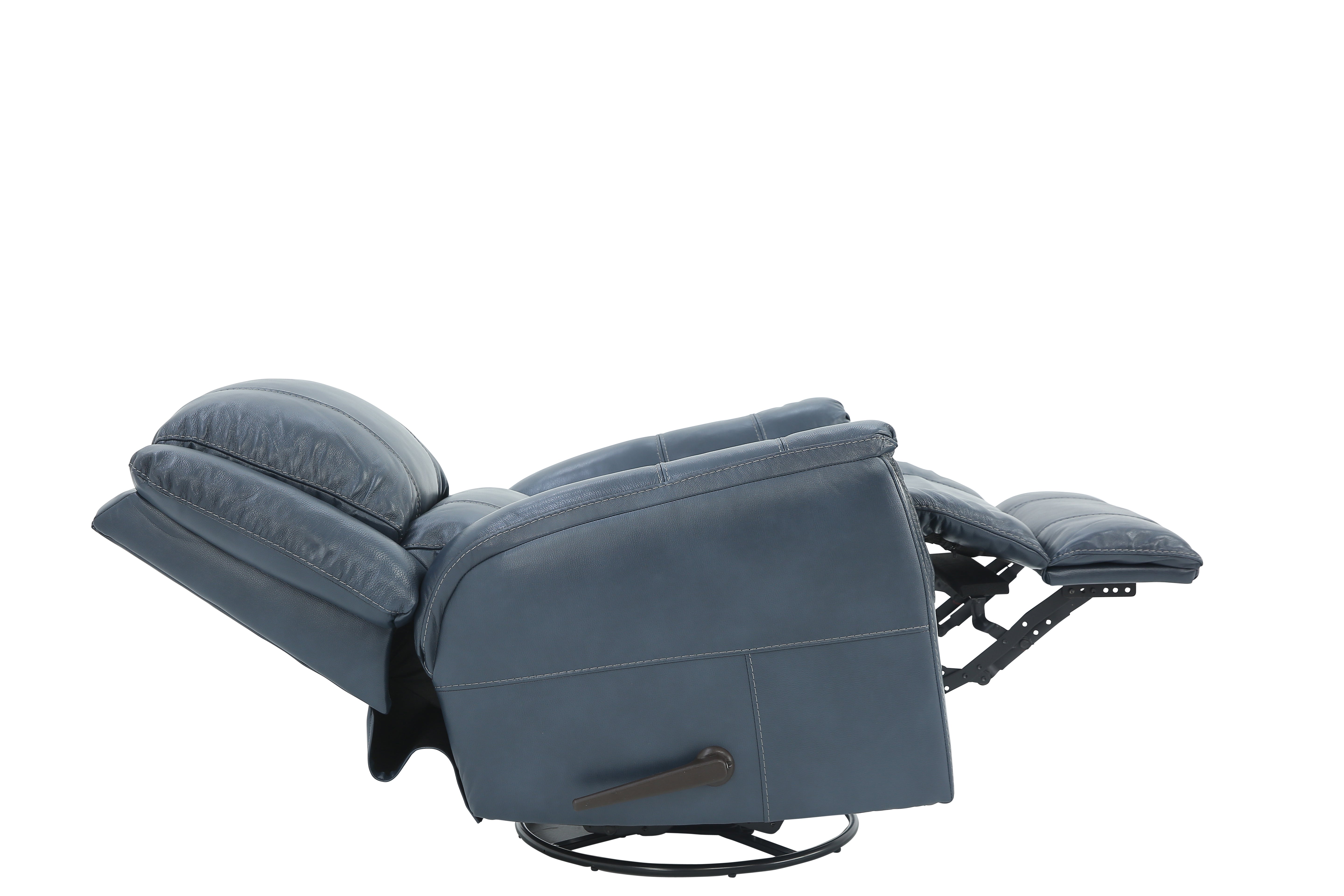 Bryce Leather Swivel Glider Recliner - Ocean - Additional View 4