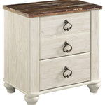 Ashley Furniture - WILLOWTON TWO DRAWER NIGHT STAND - Beige Wood - Nightstands