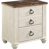 Ashley Furniture - WILLOWTON TWO DRAWER NIGHT STAND - Beige Wood - Nightstands