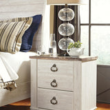 Ashley Furniture - WILLOWTON TWO DRAWER NIGHT STAND - Beige Wood - Nightstands - Additional View 1