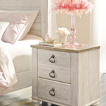 Ashley Furniture - WILLOWTON TWO DRAWER NIGHT STAND - Beige Wood - Nightstands - Additional View 2