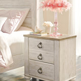 Ashley Furniture - WILLOWTON TWO DRAWER NIGHT STAND - Beige Wood - Nightstands - Additional View 2