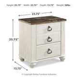 Ashley Furniture - WILLOWTON TWO DRAWER NIGHT STAND - Beige Wood - Nightstands - Additional View 3