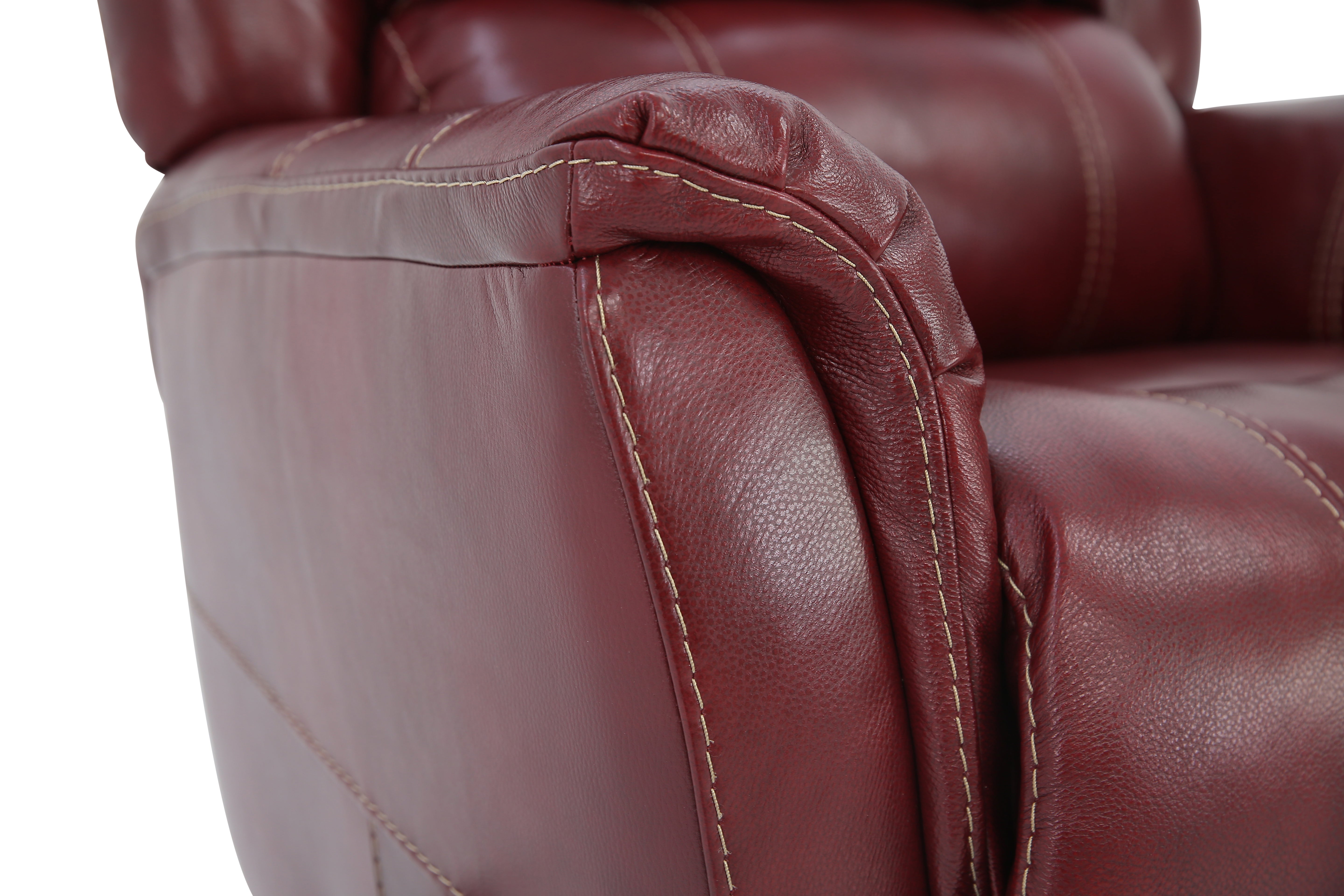 Bryce Leather Swivel Glider Recliner - Red - Additional View 7