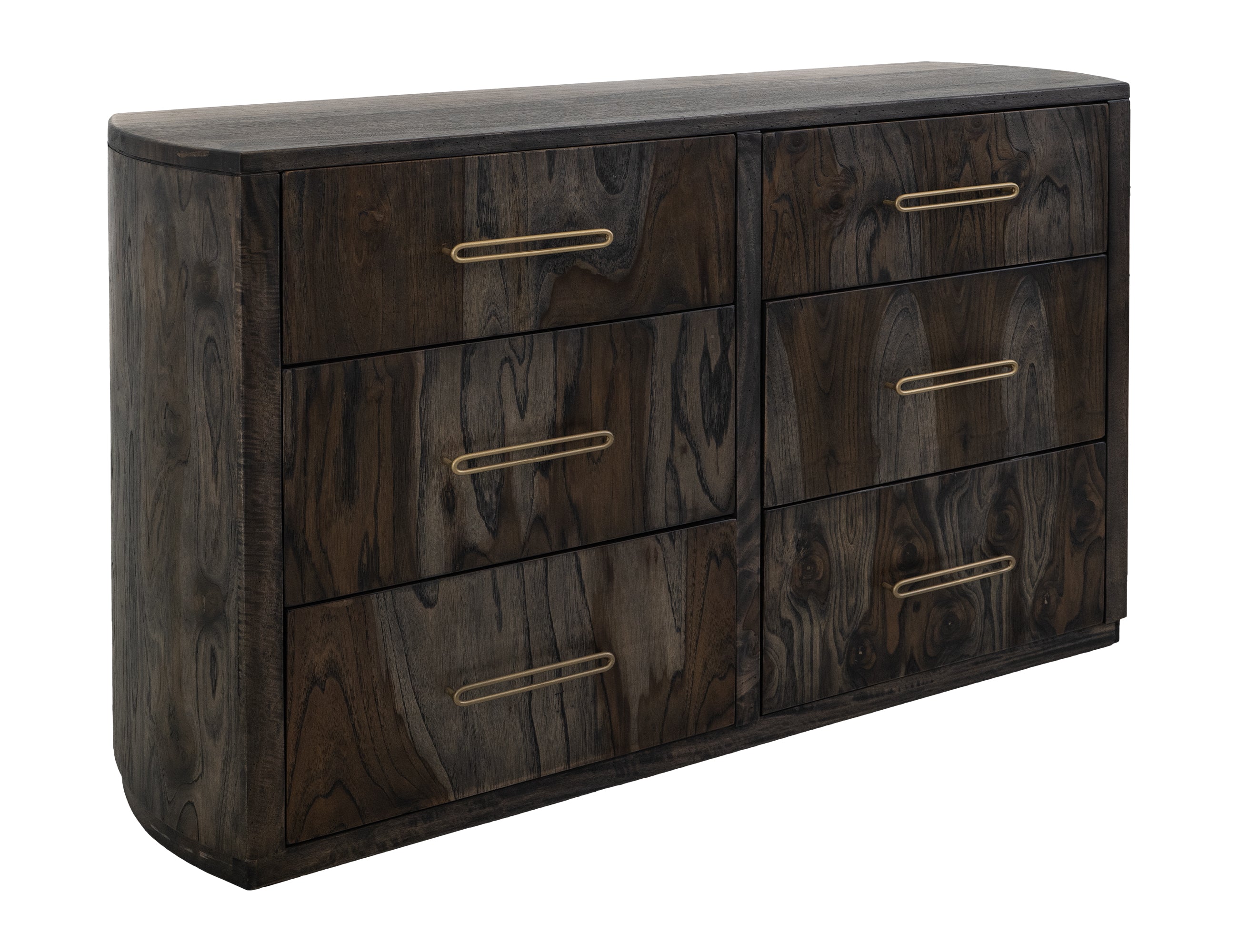 International Furniture Direct - Riverbend Dresser - Ember - Dark Brown Wood - Dresser & Mirror